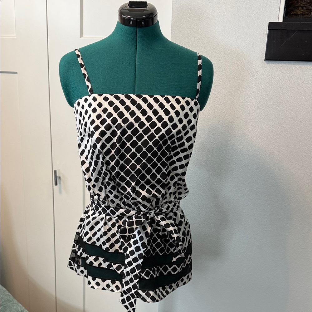 White House Black Market Black and White Checkered Camisole